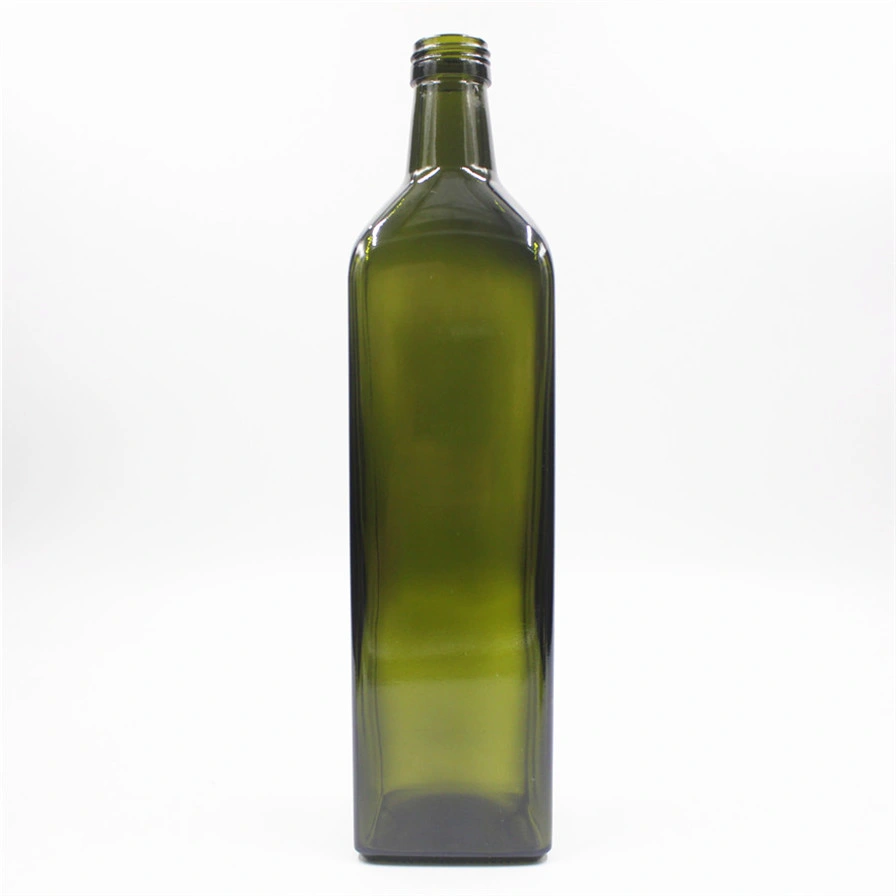 Wholesale Sauce Bottle Olive Oil Bottle Empty 250ml 500ml 750ml 1000ml Dark Green Square Vinegar Olive Oil Glass Bottle Glassware